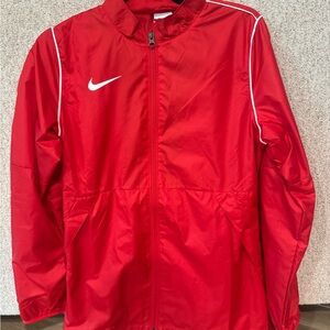 NIKE Red Windbreaker Jacket with White Accent-Size Small. NWOT.